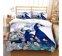 Funda Nordica Cama 150 Pavo Real Juego de Cama para Adultos con Cierre Cremallera, Suave Impreso en 3D Microfibra Funda Nórdica 240x220cm + 2 Fundas de Almohada 50x75cm