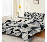 Funda Nordica Cama 150, Triángulo De Geometría Sólida Negra Reversible con Abstracto Suave Microfibra Juego de Funda Edredon 220 x 240 cm con Cremallera - y 2 Fundas de Almohada 50x75 cm