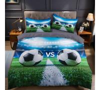 Funda nórdica Cama 150 Verde Funda edredón 220x220 cm Partido de fútbol Microfibra Suave con 2 Fundas de Almohada 50x75 cm para Dormitorio Adulto y Juvenil