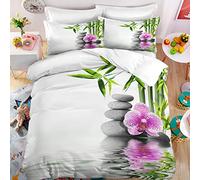 Funda Nórdica Cama 150 Zen Microfibra Juego De Ropa De Cama 220 X 240 Cm + 2 Fundas De Almohada 40X75 Cómodo Y Duradero