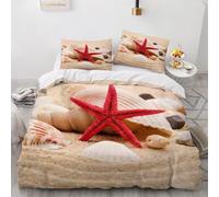 Funda Nordica Cama 150x200 Infantil Concha de Estrella de Mar, Ropa de Cama Conchas de Playa de Microfibra Impresión 3D Funda Edredon con Cremallera y 2 Fundas de Almohada C-206