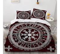 Funda Nordica Cama 180/150 Juvenil,Fundas para Edredón Vikingos 220x240 con Cremallera,con Funda De Almohada,3D Microfibra Juego De Ropa De Cama para Niños Patrón Mitología Nórdica Runas,A29