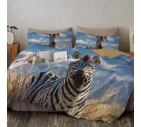 Funda Nórdica Cama 180/200, Animales Salvajes Pastizal Cebra Patrón Microfibra Fundas Edredon 3 Piezas Compuesto por 1 Funda Nordica 260x240CM + 2 Fundas de Almohada 50x75cm