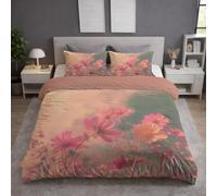Funda Nórdica Cama 180 260 x 240 cm - Juego de Cama Flores Alba Estético de Microfibra Cepillada Ultra Suave, Set de Ropa de Cama Reversible con Cremallera, Transpirable, Rosa