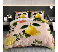 Funda Nordica Cama 180 Adulto Limón Funda Edredon 260x240 Fruta Amarilla Fundas Nórdicas Microfibra Ropa de Cama de 3 Piezas con Cremallera y 2 Fundas de Almohada L.2274