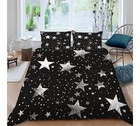 Funda Nordica Cama 180 Adultos Estrellas Blanca Plateadas 3D Ropa de Cama 260x240 Funda Nórdica 3 Piezas Cielo Estrellado Funda de Edredon de Suave con Cremallera y 2 Fundas de Almohada D.1584