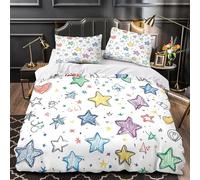 Funda Nordica Cama 180 Adultos Estrellas Pintadas 3D Ropa de Cama 260x240 Funda Nórdica 3 Piezas Dibujos Animados para Niños Funda de Edredon de Suave con Cremallera y 2 Fundas de Almohada D.624
