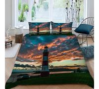 Funda Nórdica Cama 180 Atalaya y Puesta de Sol Impresión 3D Microfibra Suave Ropa de Cama Paisaje Natural Funda Edredon 240x260 cm con Cremallera y 2 Fundas de Almohada 50x75 cm i.2688