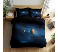 Funda Nordica Cama 180 Azul Oscuro Funda Nórdica 260x240 Planetas Galaxias Fundas de Edredón Impresión 3D Ropa de Cama de Microfibra Transpirable con 2 Fundas de Almohada E-1128