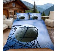 Funda Nordica Cama 180 Balón de Fútbol 3D Fundas Nordicas Deportes 3pcs Ropa de Cama Microfibra Suave Funda Nórdica 260x240 y 2 Funda de Almohada 50x80 cm