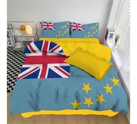Funda Nórdica Cama 180 Bandera Tuvalu Funda Nordica 260 X 240 Cm, Patriotas Juego De Cama Estampado 3D con Fundas Nórdica Microfibra Suave con Cremallera Y 2 Fundas De Almohada 50X75 Cm