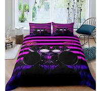 Funda Nordica Cama 180 Batería 3D Funda de Edredón Instrumento Musical Fundas Nórdicas Microfibra Ropa de Cama 260x240 cm y 2 x Fundas de Almohada YUH2023