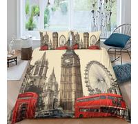 Funda Nordica Cama 180 Big Ben Ropa de Cama 3D Monumentos de Londres 3 Piezas Suave Transpirable Microfibra Funda Nórdica 260x240 cm y 2 Fundas de Almohada 50x75 cm A.161