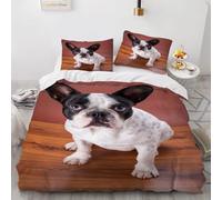 Funda Nordica Cama 180 Boston Terrier Funda Edredon Microfibra Suave 3D Juego de Ropa de Cama Perro Mascota Funda Nordica 240x260 y 2 Fundas de Almohada 50x75 cm x.2969