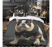 Funda Nordica Cama 180 Bulldog Impresión 3D Ropa de Cama Cachorrito Lindo Suave Microfibra Funda de Edredón 240x260 cm con Cremallera y 2 Fundas De Almohada 50x75 cm n.923