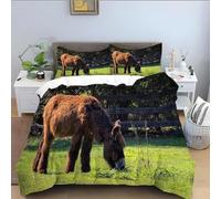 Funda Nordica Cama 180 Burro 3D Ropa de Cama de 3 Piezas, Funda Nórdica 260x240 Animales de Granja Fundas de Edredón Microfibra con Cremallera y 2 Fundas de Almohada C-2401
