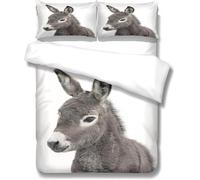 Funda Nordica Cama 180 Burro Microfibra Suave 3D Funda Nórdica 260x240 Animales Adorables Ropa de Cama con Cremallera Fundas Edredón con 2 Fundas Almohada e-1716