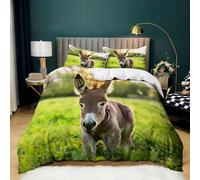 Funda Nórdica Cama 180 Burro Microfibra Suave Ropa de Cama 3 Piezas Fundas Nordicas 3D Animales de Granja Funda Edredon 240x260 cm y 2 Fundas de Almohada 50x75 cm d.570