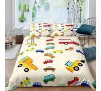 Funda Nordica Cama 180 Coches Funda Edredon Microfibra Ropa de Cama Vehículos de Dibujos Animados Fundas Nórdicas 260x240 cm con 2 Fundas de Almohada 50x75 cm con Cremallera G.36
