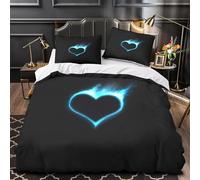 Funda Nordica Cama 180 Corazón de Fuego Ropa de Cama 3D Arte Abstracto Microfibra Suave 3 Piezas Include 1 Fundas Nórdica 240x260 cm y 2 Fundas de Almohada 50x75cm C-2604