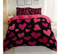 Funda Nordica Cama 180 Corazón Fundas de Edred Estampados Rosas y Morados Funda Edredoesn Microfibra Fundas Nórdicas 260x240 cm con 2 Fundas de Almohada con Cremallera A.486