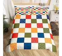 Funda Nordica Cama 180 Cuadros Geométricos, Ropa de Cama 240x260 Niña Mujer de Microfibra de Impresos 3D Funda Edredon 260x240 cm y 2 Funda de Almohada 50x75 cm 6885-K