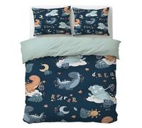 Funda Nordica Cama 180 de 3 Piezas Dinosaurio Lindo Juego de Ropa de Cama 110gsm Microfibra con Cremallera Hoja de Monstera, Estrellas, Luna Funda EdredóN 260x240 cm con 1 Funda de Almohada 50x75cm