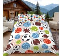 Funda Nordica Cama 180 Deportiva de Pelota 3D Fundas Nordicas Balón de Fútbol 3pcs Ropa de Cama Microfibra Suave Funda Nórdica 260x240 y 2 Funda de Almohada 50x80 cm