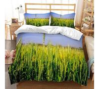 Funda Nórdica Cama 180 Espiga de Trigo Impresión 3D Microfibra Suave Ropa de Cama Paisajes de Arrozales Funda Edredon 240x260 cm con Cremallera y 2 Fundas de Almohada 50x75 cm k.4606