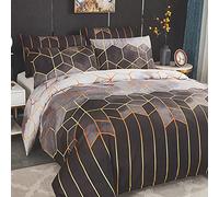 Funda Nordica Cama 180 Estampada Reversible, Funda Edredon 260x230 cm con 2 x Fundas Almohada de 40x75 cm, Geométrico Microfibra Juego de Fundas de Nórdicas, Gris Degradado