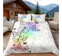 Funda Nordica Cama 180 Estampado de Mariposas 3D Fundas Nordicas Elegante 3pcs Ropa de Cama Microfibra Suave Funda Nórdica 260x240 y 2 Funda de Almohada 50x80 cm