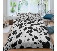 Funda Nordica Cama 180 Estampado de Vaca Ropa de Cama 3D Retro Americano Microfibra Suave 3 Piezas Include 1 Fundas Nórdica 240x260 cm y 2 Fundas de Almohada 50x75cm D-294