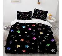 Funda Nordica Cama 180 Estrellas Coloridas Funda Edredon Microfibra Suave 3D Juego de Ropa de Cama Cielo Estrellado Funda Nordica 240x260 y 2 Fundas de Almohada 50x75 cm F-1413