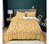 Funda Nordica Cama 180 Flor Amarilla 3D Imprimiendo Juego de Ropa de Cama con Cremallera,1 Funda de Edredón 260x240cm+2 Fundas de Almohada 50x80cm,para Familias y Adult