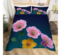 Funda Nordica Cama 180 Flores Rosas Ropa de Cama 3D Plantas Tropicales 3 Piezas Suave Transpirable Microfibra Funda Nórdica 260x240 cm y 2 Fundas de Almohada 50x75 cm J-1015