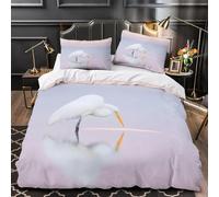 Funda Nordica Cama 180 Garza Funda Edredon Microfibra Suave 3D Juego de Ropa de Cama Aves y Animales Funda Nordica 240x260 y 2 Fundas de Almohada 50x75 cm F-2771