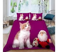 Funda Nordica Cama 180 Gatos Adorables Funda Nórdica Edredon Tema Navideño Fundas Nórdicas 260x240 Microfibra Suave Ropa de Cama con Cremallera y 2 Fundas de Almohada 50x75 E.4199