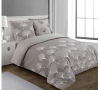 Funda Nórdica Cama 180 Gris Funda Nordica 240x260 Ginkgo Biloba Juego de Cama Estampado 3D, Funda NóRdica de Microfibra Suave con Cremallera y 2 Fundas de Almohada 50x75 Cm