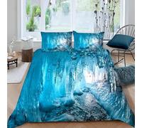 Funda Nordica Cama 180 Hielo y Nieve Funda Edredon Microfibra Ropa de Cama Cueva Fundas Nórdicas 260x240 cm con 2 Fundas de Almohada 50x75 cm con Cremallera I.2724
