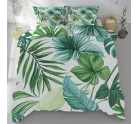 Funda Nordica Cama 180 Hoja de Palma Reversible, Suave Microfibra Ropa de Cama Hojas de Palmeras Tropicales Funda Edredon 240x260 cm, 2 x Funda de Almohada 50x75 cm, 3D Funda de Edredón t.1326