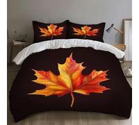 Funda Nordica Cama 180 Hojas de Arce 3D Ropa de Cama Fondo Liso Suave Microfibra Funda Nórdica 240x260 cm con Cremallera y 2 Funda De Almohada 50x75 cm J.197