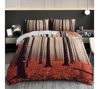 Funda Nordica Cama 180 Hojas de Arce Rojas Funda Nórdica Edredon Bosque Otoñal con Niebla Fundas Nórdicas 260x240 Microfibra Suave Ropa de Cama con Cremallera y 2 Fundas de Almohada 50x75 E.2652