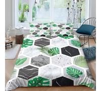 Funda Nordica Cama 180 Hojas de Palmera Tropical 3D Ropa de Cama Microfibra Suave Geometría Funda de edredón 240x260 cm con Cremallera y 2 Funda de Almohada 50x75 para Cama Doble K.3967
