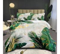 Funda Nordica Cama 180 Hojas de Palmera Tropical Impresión 3D Ropa de Cama Plantas Suave Microfibra Funda de Edredón 240x260 cm con Cremallera y 2 Fundas De Almohada 50x75 cm d.1817