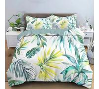 Funda Nordica Cama 180 Hojas de Palmera Tropical, Suave Microfibra Ropa de Cama Hoja de Palma Reversible Funda Edredon 240x260 cm, 2 x Funda de Almohada 50x75 cm, 3D Funda de Edredón r.258