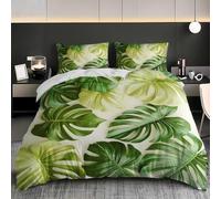 Funda Nordica Cama 180 Hojas Funda Nórdica Edredon Plantas Tropicales Fundas Nórdicas 260x240 Microfibra Suave Ropa de Cama con Cremallera y 2 Fundas de Almohada 50x75 E.1420