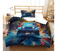 Funda Nórdica Cama 180 Jeep Azul Funda Edredon 240x260 110g Microfibra Estilo Óleo Ropa de Cama con Cremallera Suave Transpirable 2 Fundas Almohada 50x75 cm