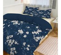 Funda Nórdica Cama 180, Juego De Funda Nordica 260X240Cm Con Ilustración Botánica China Elegante Estampado Floral Microfibra 3 Piezas Compuesto Por Suave Fundas Nordica Fundas De Almohada, Azul Marino
