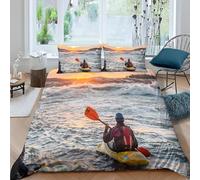 Funda Nordica Cama 180 Kayak 3D Impresión Funda de Edredón Temática de Aventura Microfibra Suave Transpirable Funda Nórdica 260x240 cm con 2 Fundas de Almohada 50x75cm f.1530