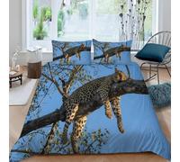 Funda Nordica Cama 180 Leopardo 3D Funda de Edredón Animales Salvajes Fundas Nórdicas Microfibra Ropa de Cama 260x240 cm y 2 x Fundas de Almohada ZXC1792